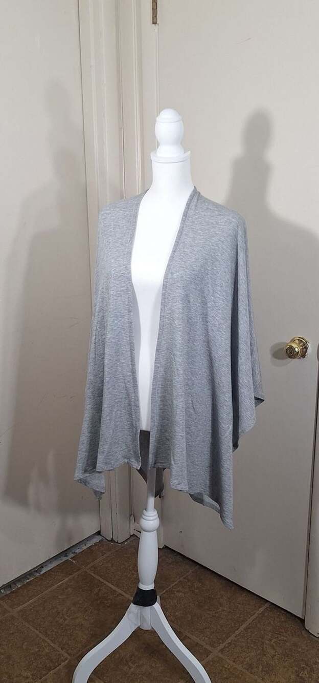 Eileen Fisher Gray Shawl Collar Open Poncho Cape